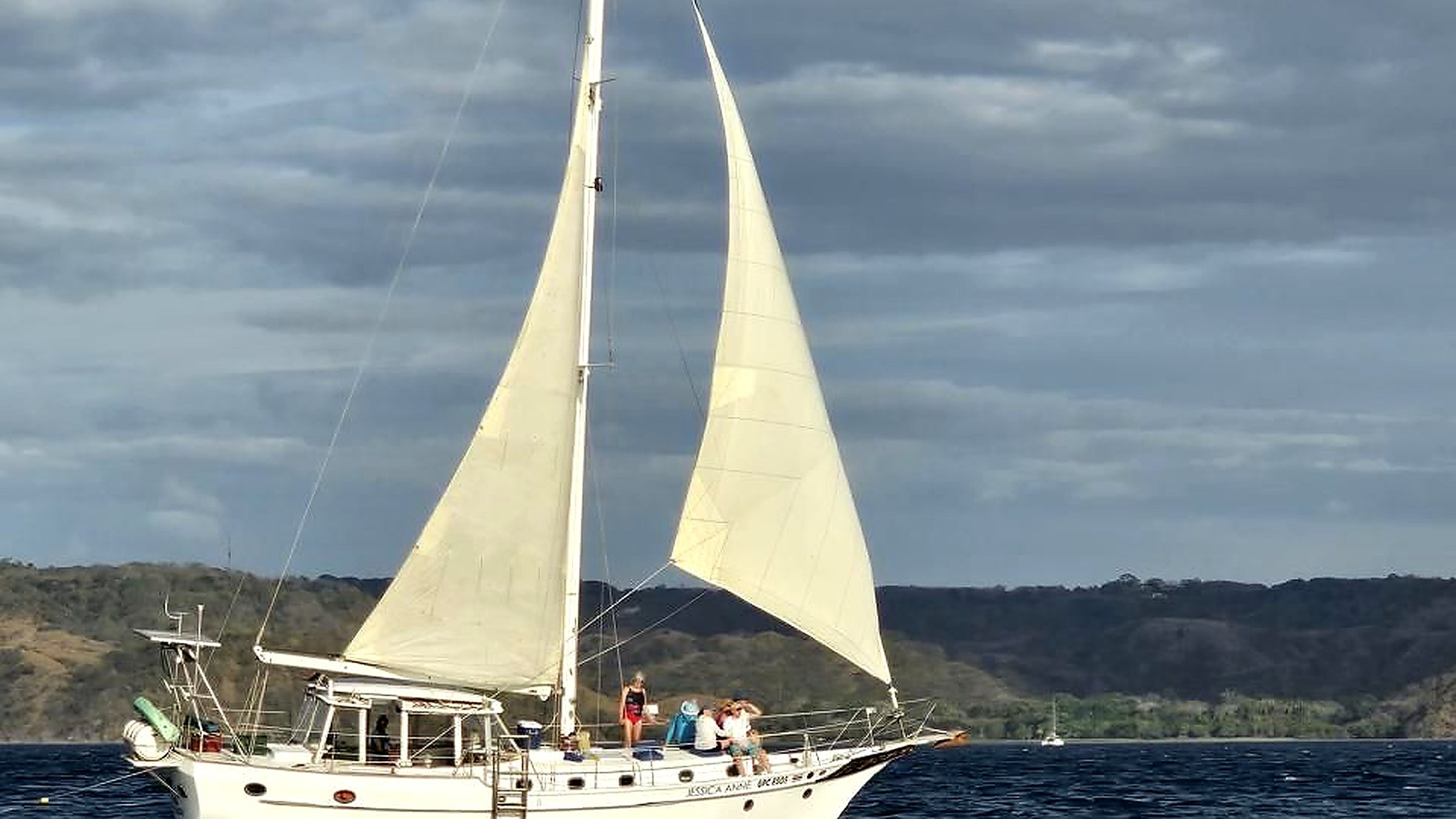 Jessica Anne under sail as the afternoon golden hour approaches